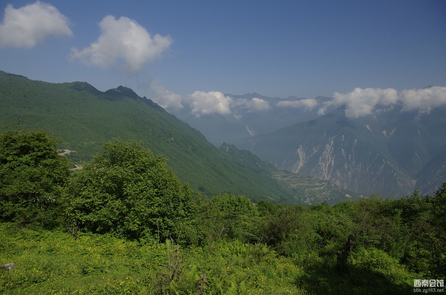 青山綠草,藍天白雲